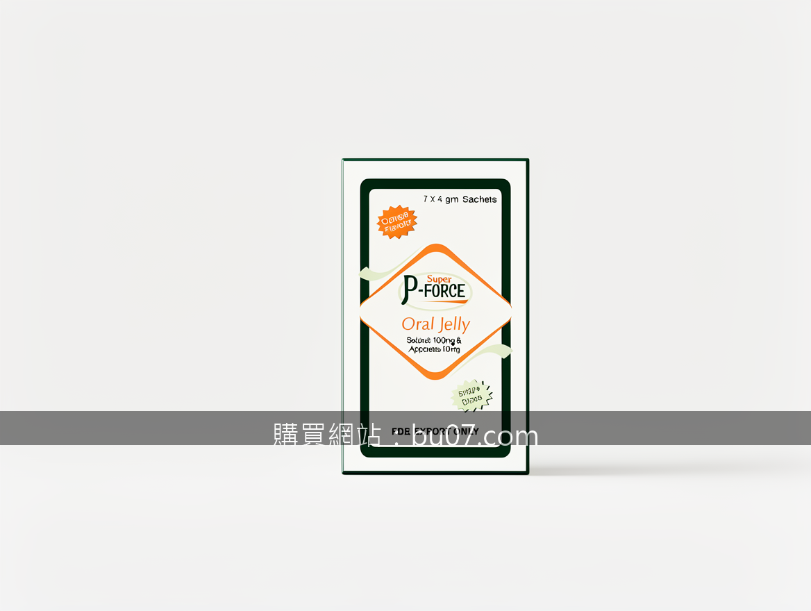 Minimalist product photography. Photograph the Super P-FORCE Oral Jelly 100mg & 