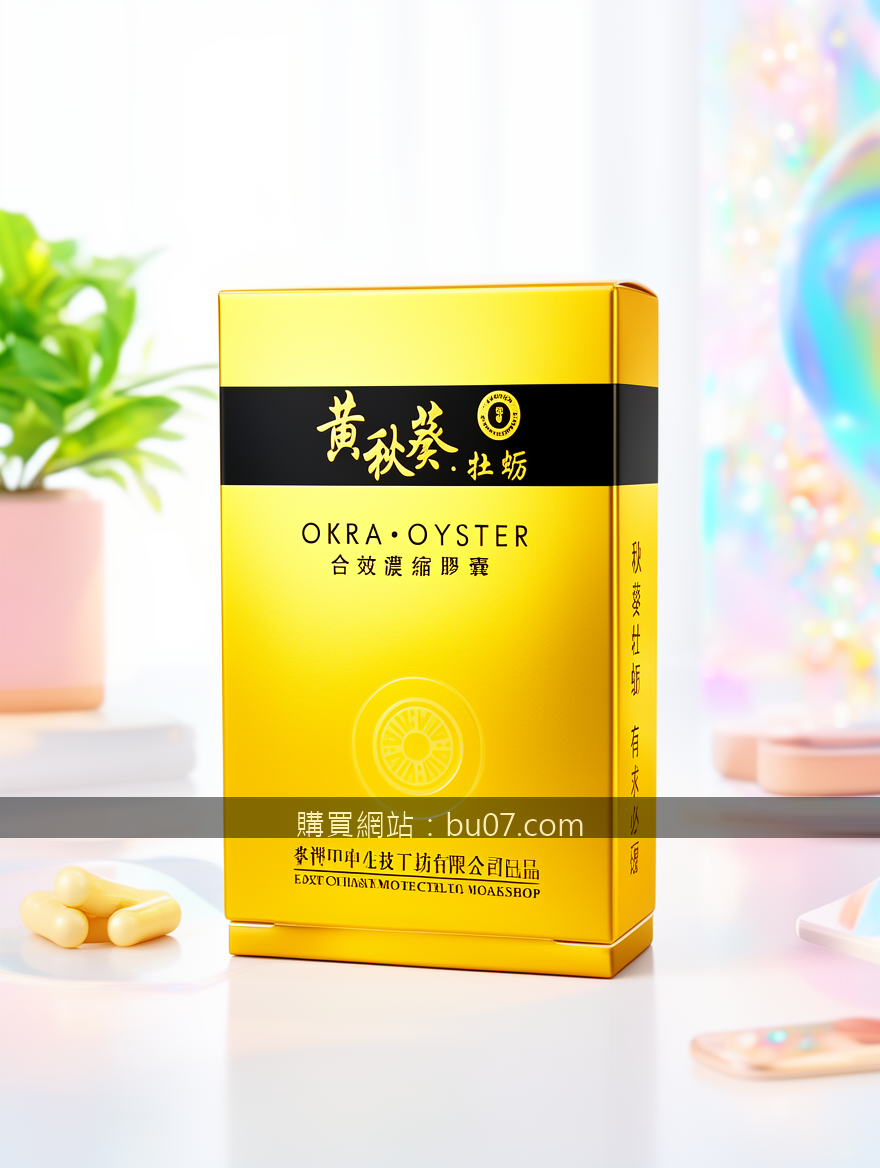 BRIGHT social media advertising photography. Place the Okra Oyster Extract Capsu